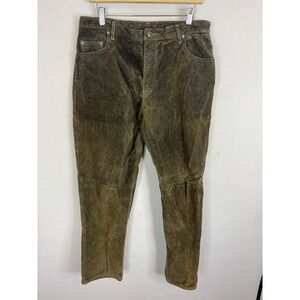 W&W Wash‎ & Wear Mens 34x31 Olive Green Genuine Suede Leather Pants Canada